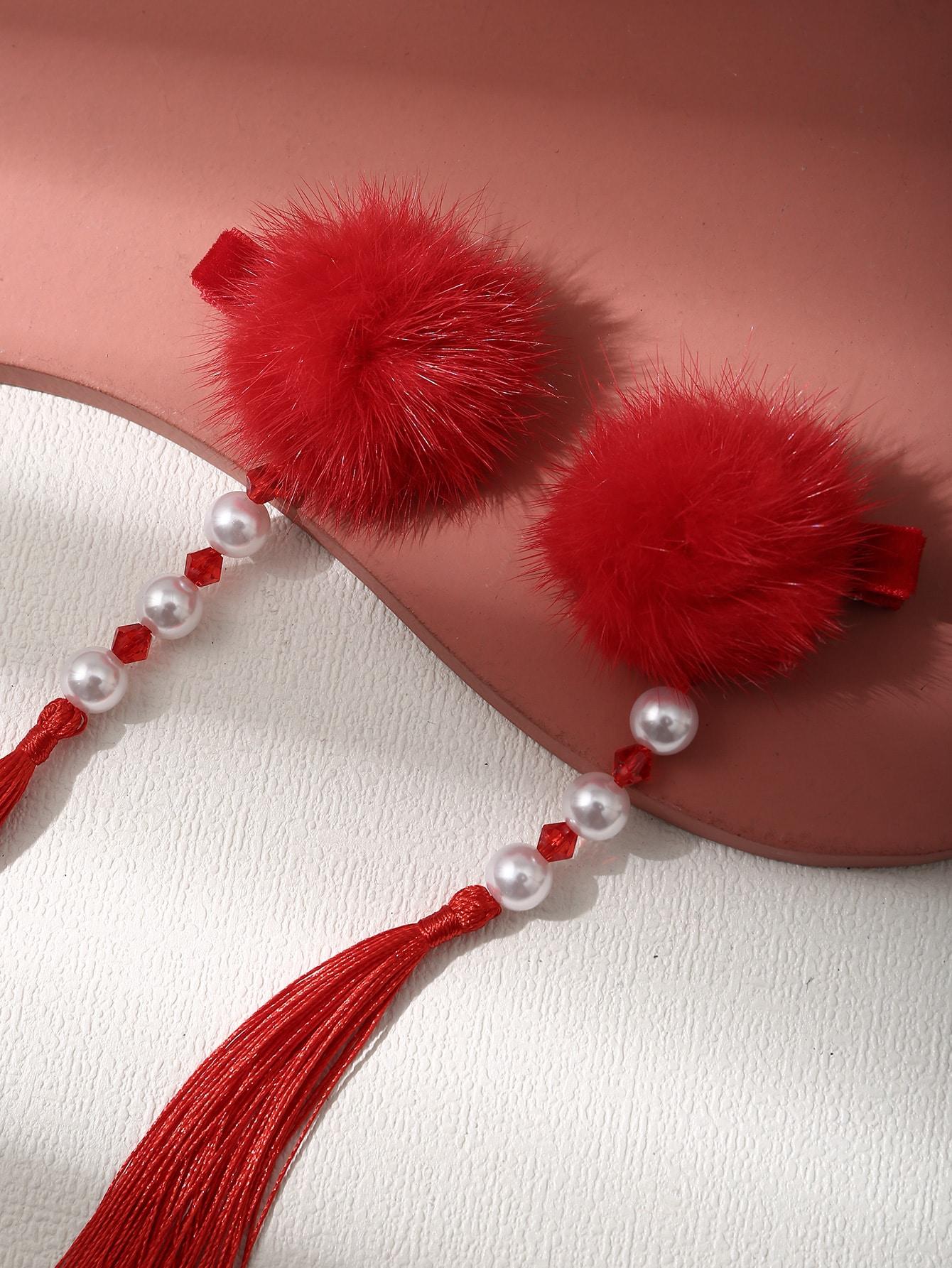 spinki do włosów pompon zdobienie 2-pack 