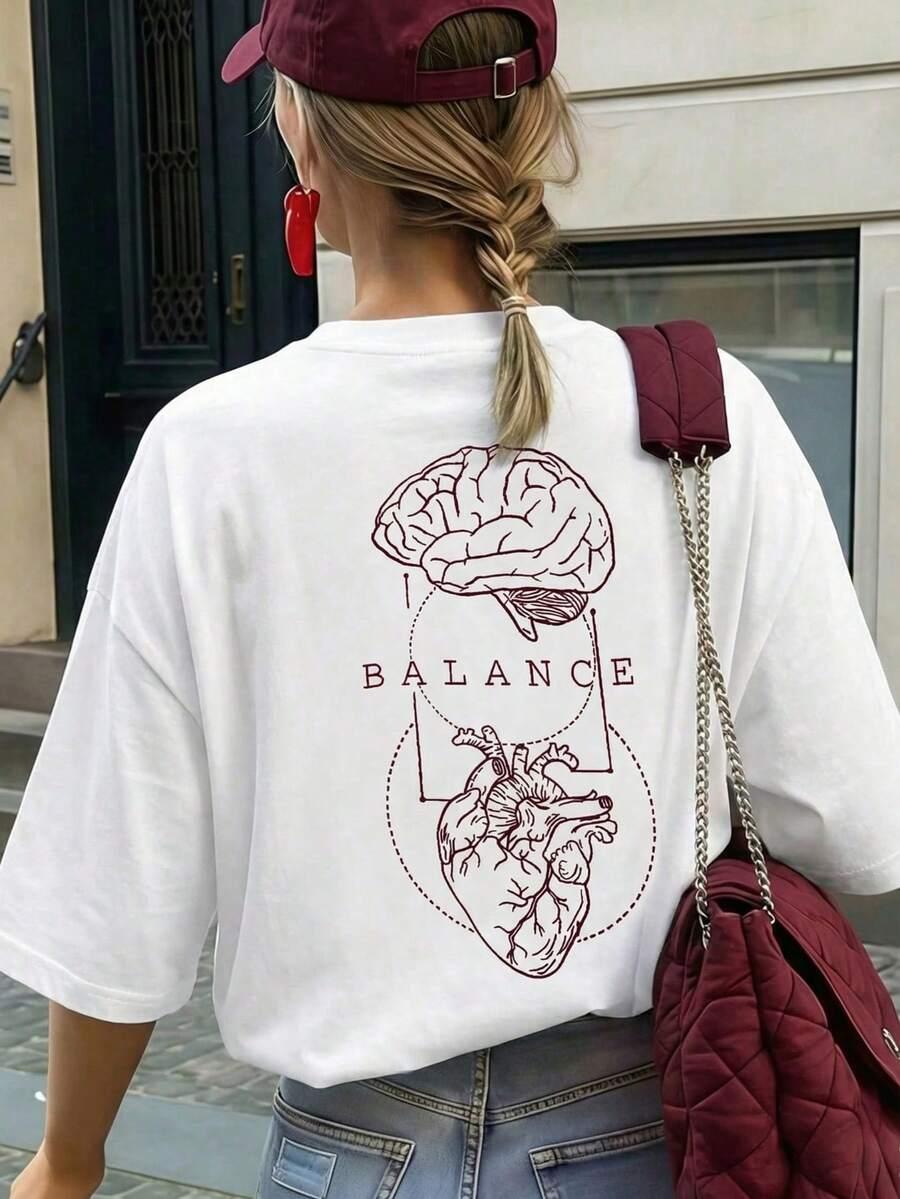 biała bluzka nadruk 