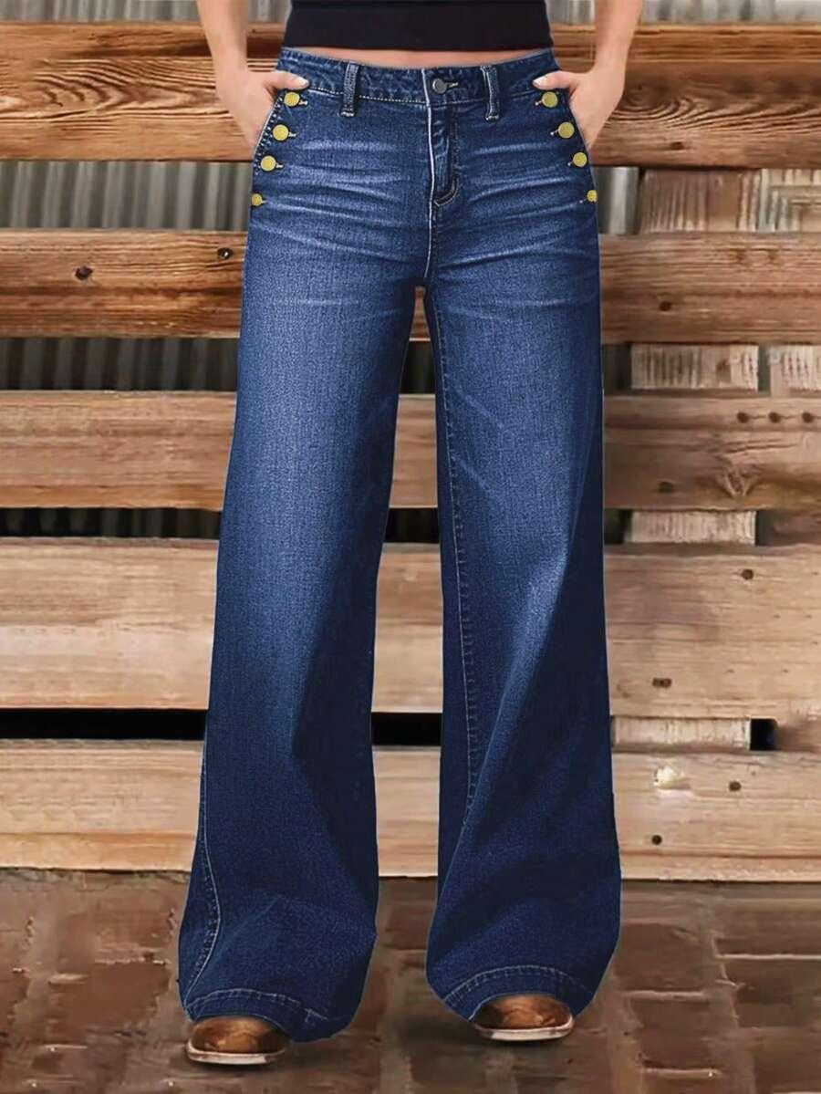 GRANATOWE SPODNIE JEANS