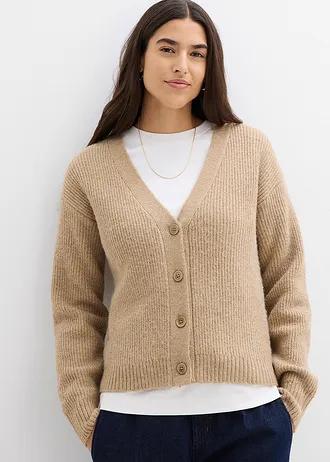 beżowy sweter kardigan