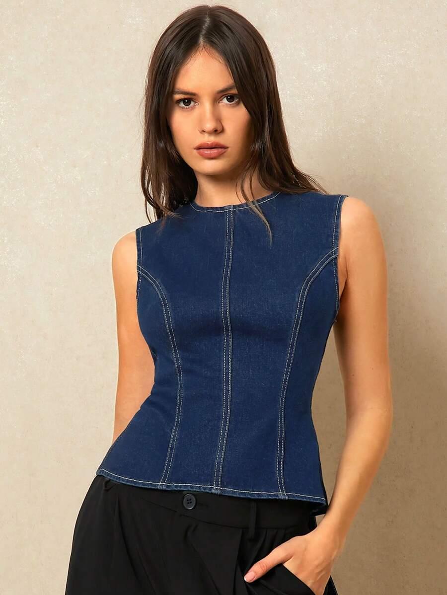 jeansowy top wiązanie