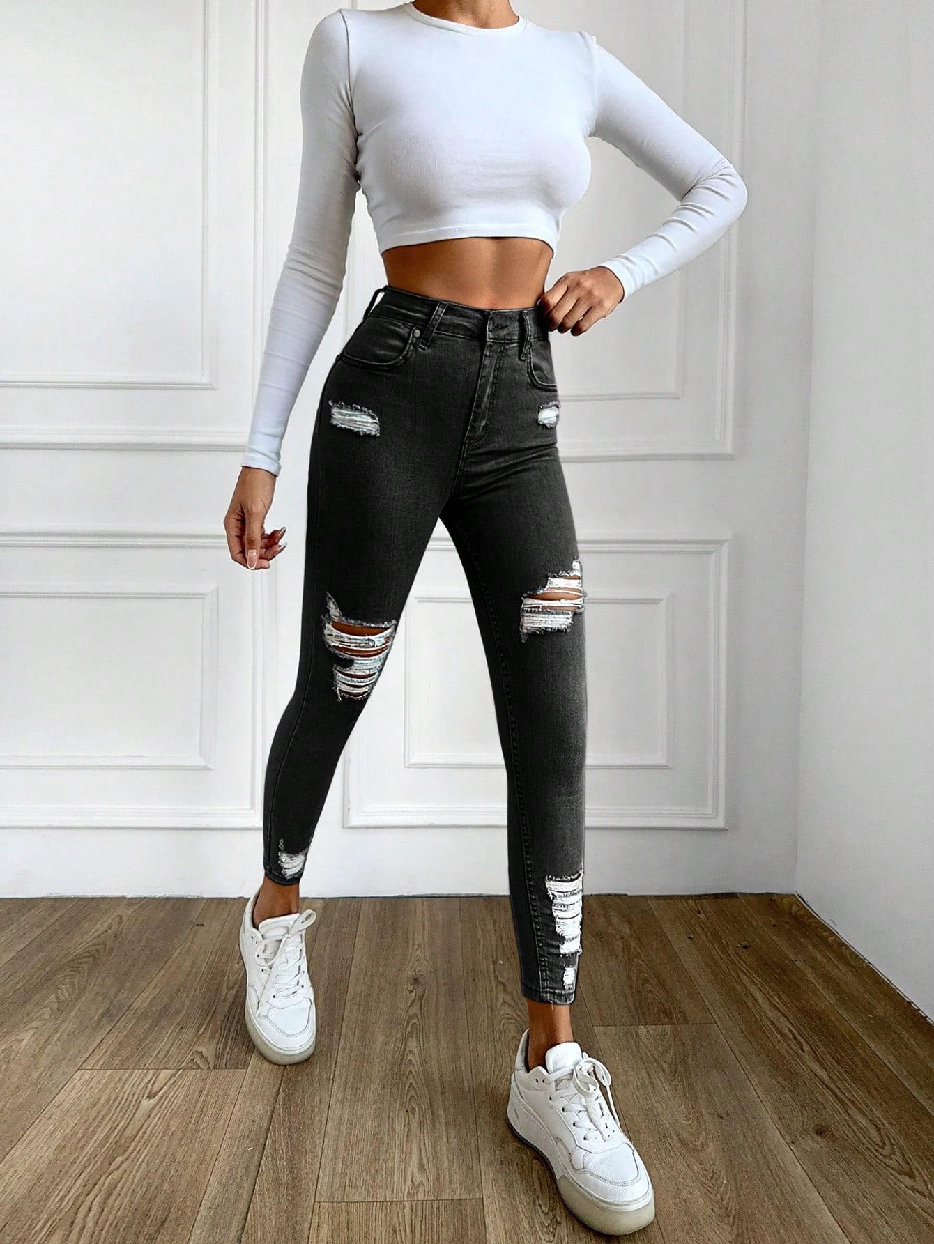 CZARNE JEANSY PRZETARCIA