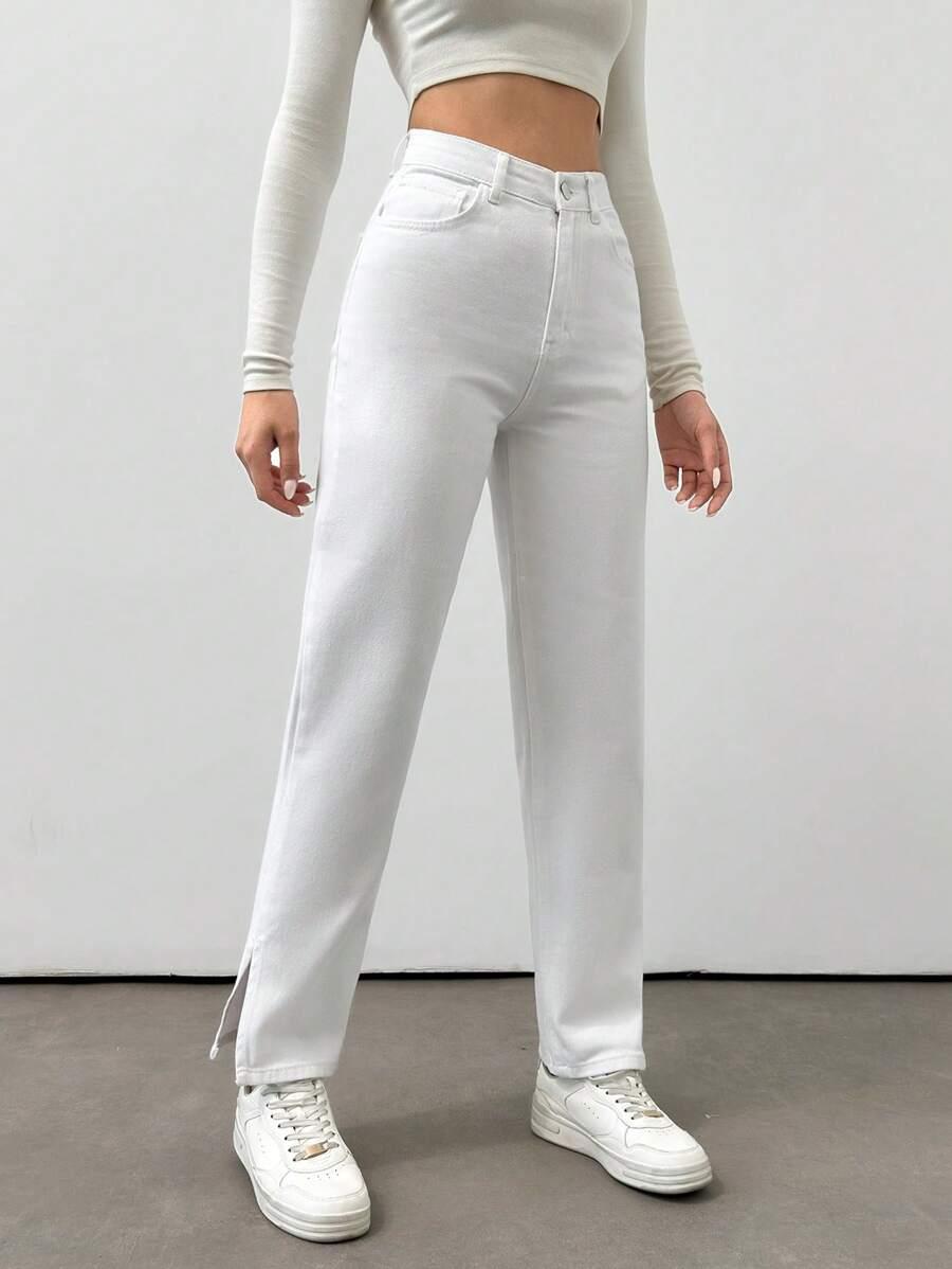 BIAŁE SPODNIE JEANS 