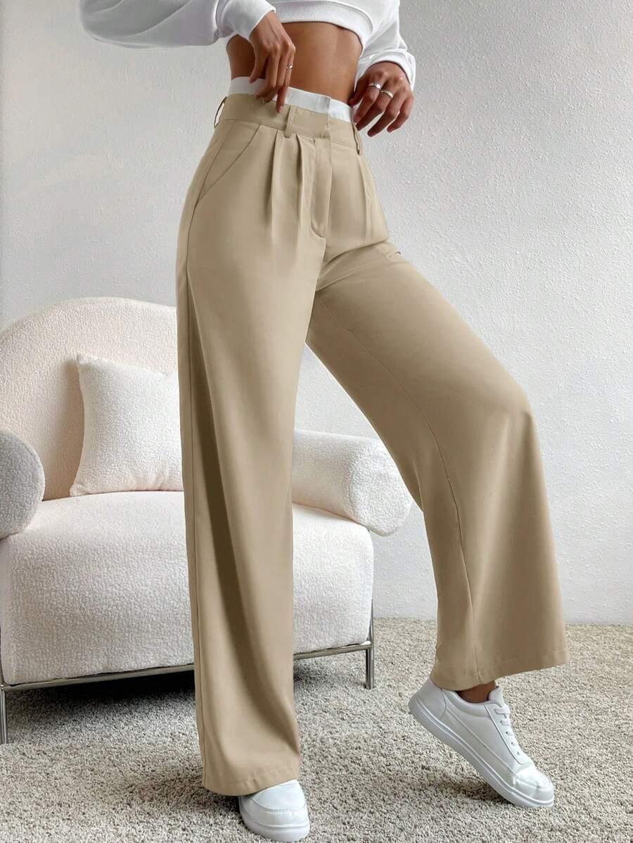 beżowe eleganckie spodnie