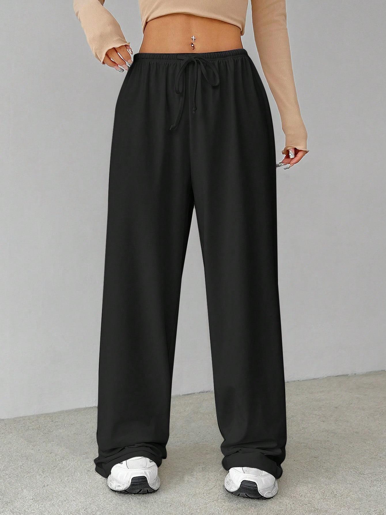 CZARNE SPODNIE SZEROKA NOGAWKA