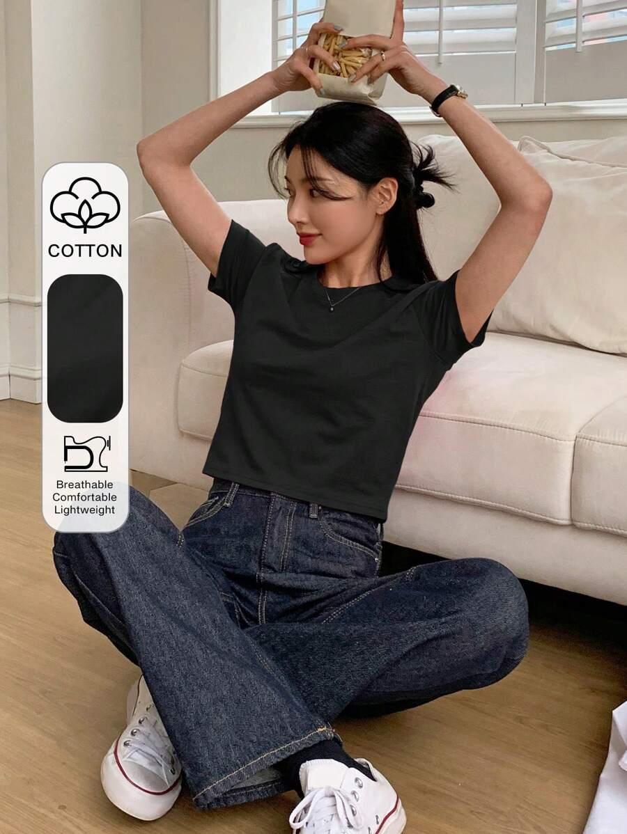 czarny t-shirt casual