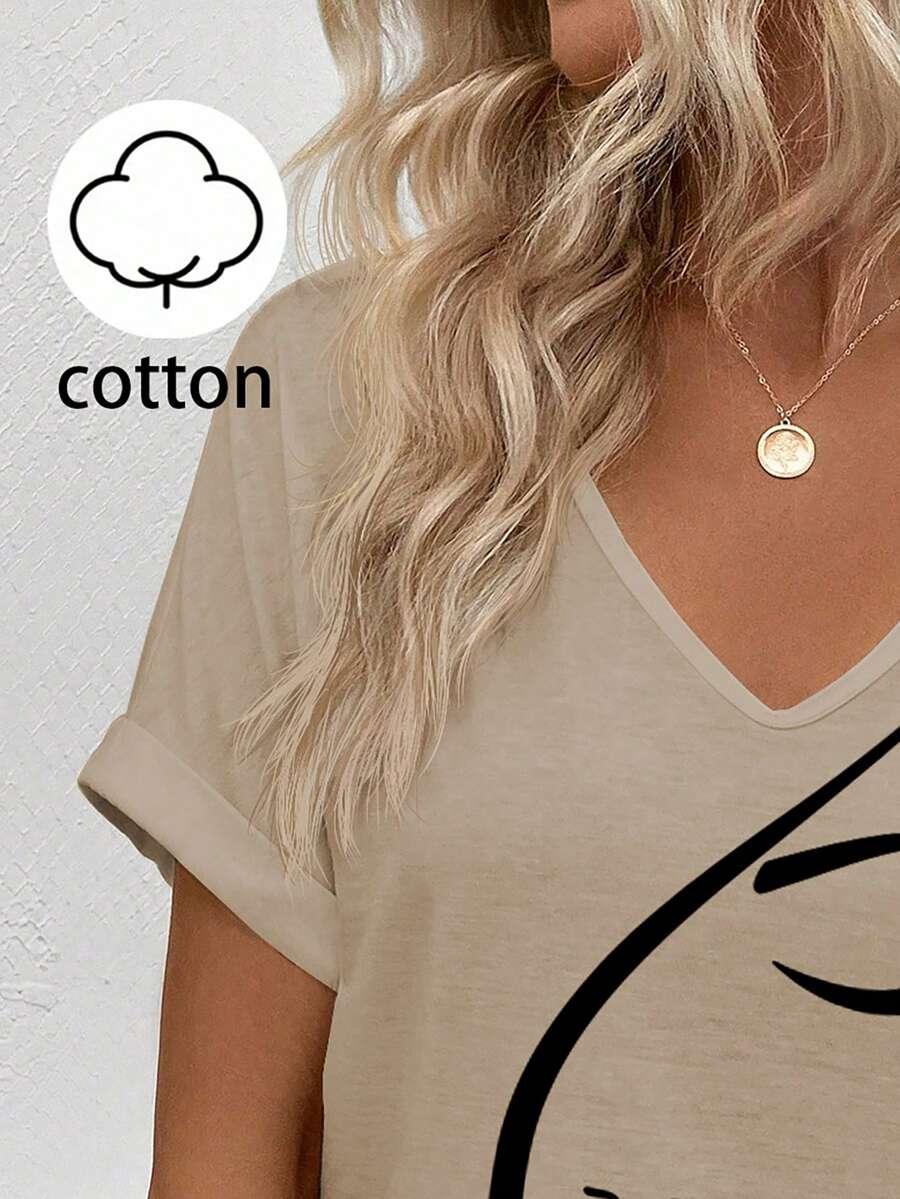 beżowa bluzka v-neck 