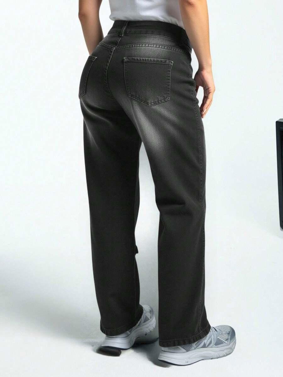 CZARNE SPODNIE PROSTE JEANS