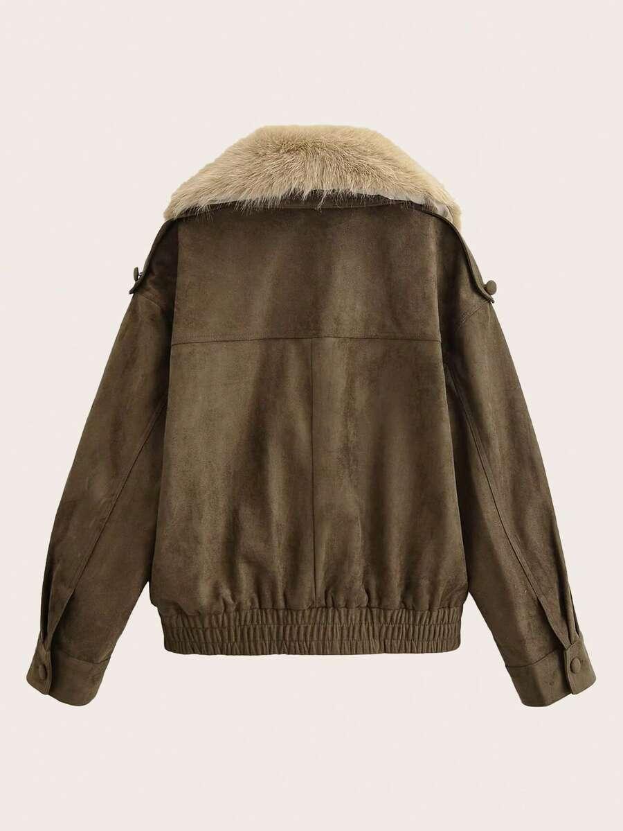 kurtka imitacja zamszu guziki