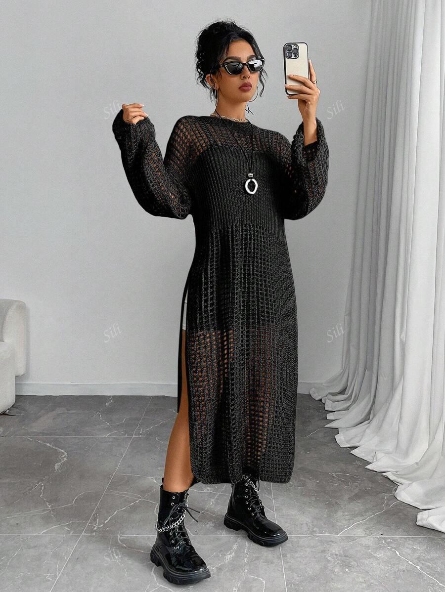 CZARNY SWETER DZIANINA