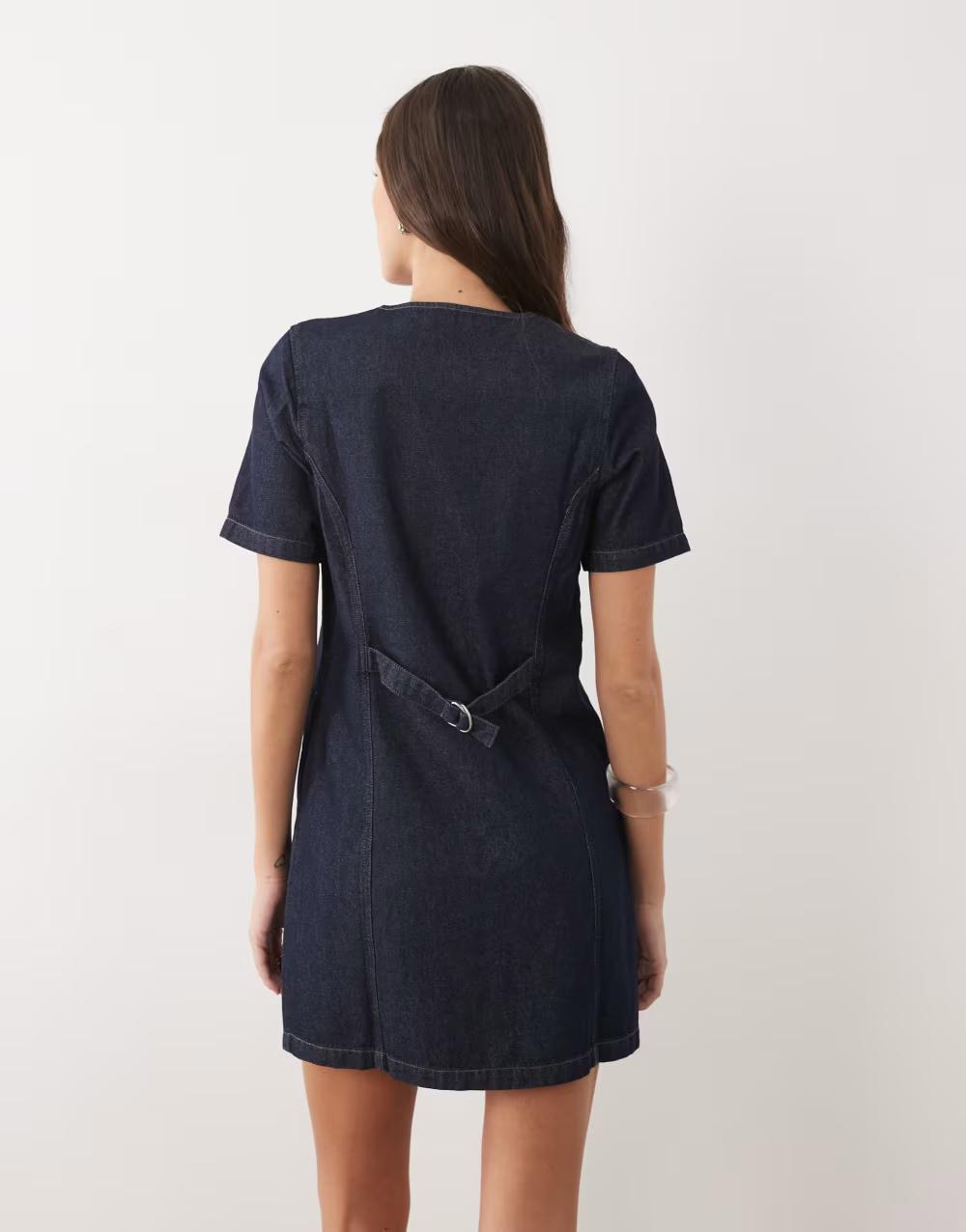 mini sukienka jeans v-neck