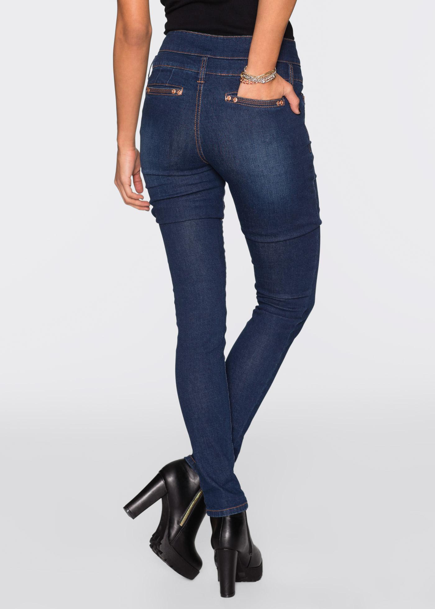 SPODNIE JEANS RURKI WYSOKI STAN GUZIKI