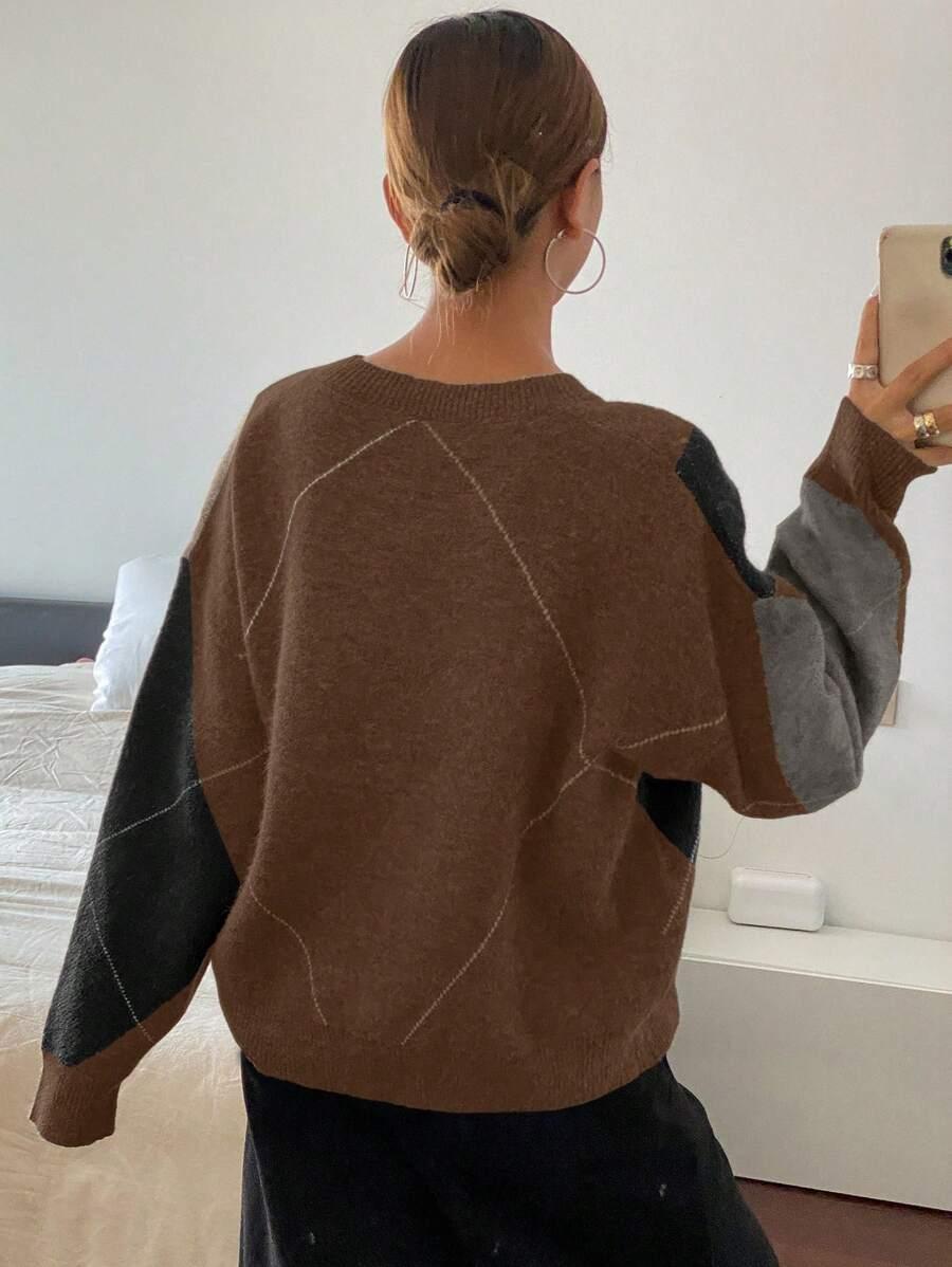 SWETER V-NECK PRINT