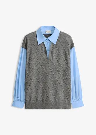 SWETER Z KOSZULOWĄ WSTAWKĄ