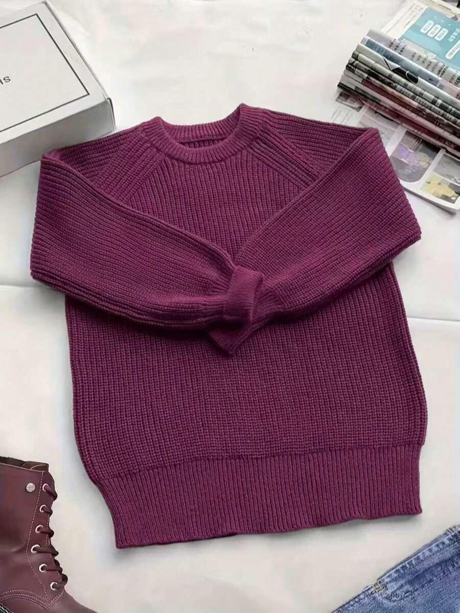 burgundowy sweter okrągły dekolt