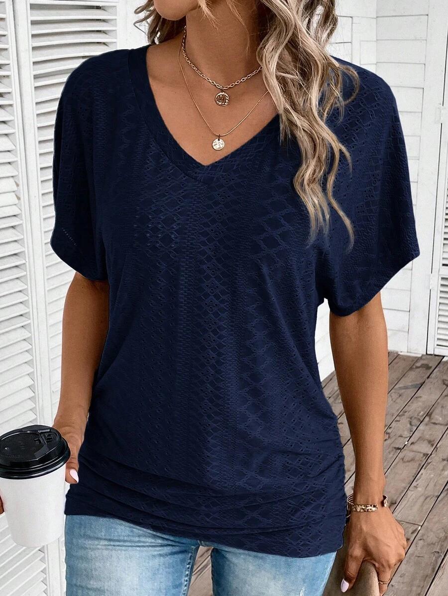 granatowa bluzka v-neck 