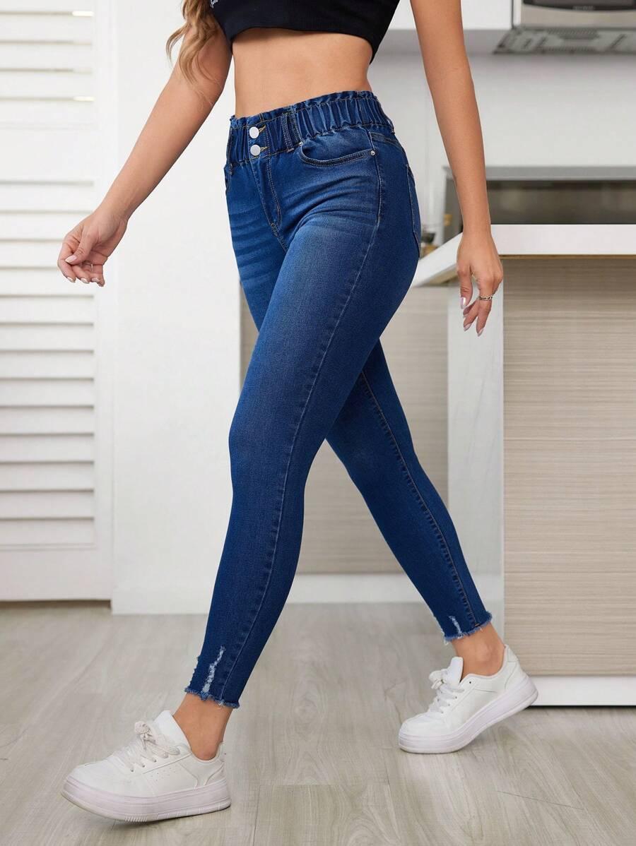 NIEBIESKIE JEANSOWE SPODNIE RURKI 