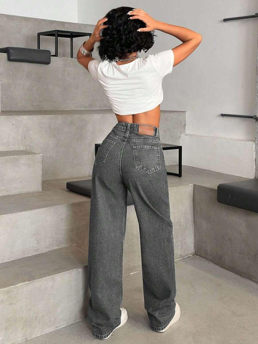 SZARE SPODNIE JEANS