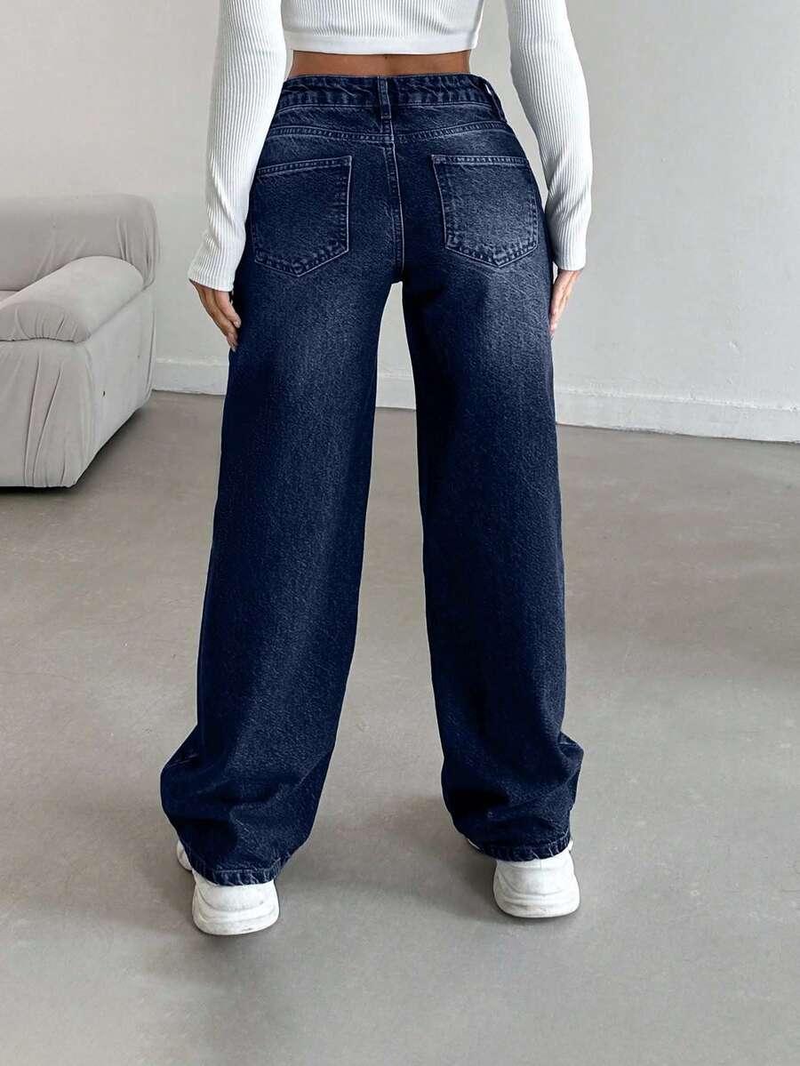 GRANATOWE SPODNIE JEANS 