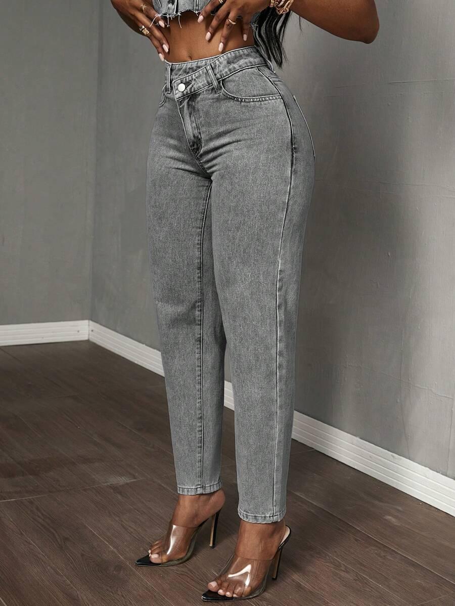 SZARE SPODNIE JEANS 