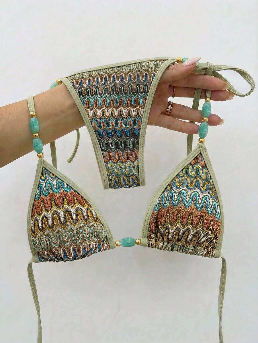 WIĄZANY DWUCZĘŚCIOWY STRÓJ KĄPIELOWY BOHO