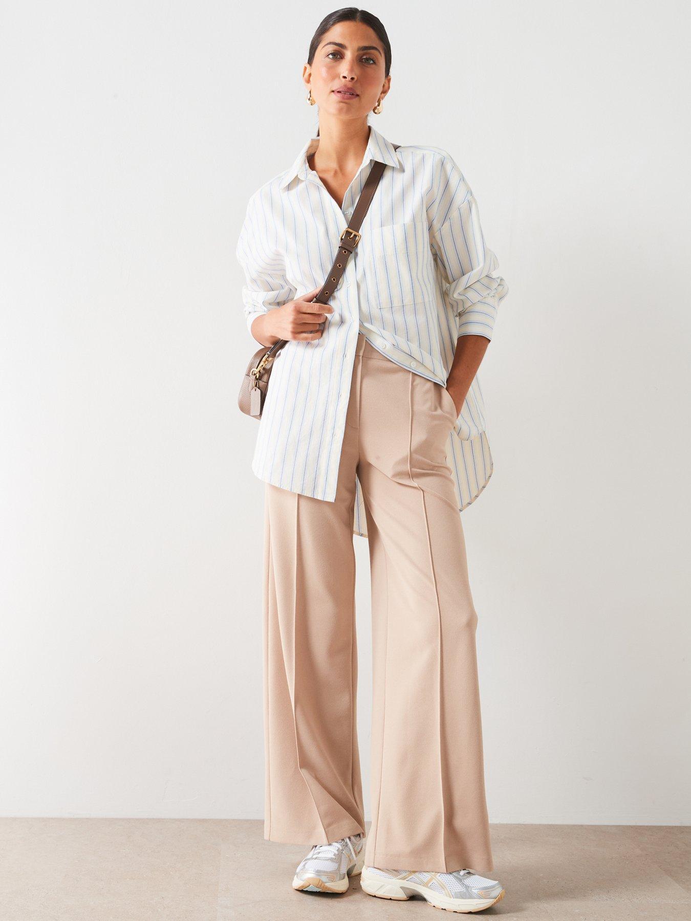 V BY VERY SPODNIE TWILLOWE WIDE LEG