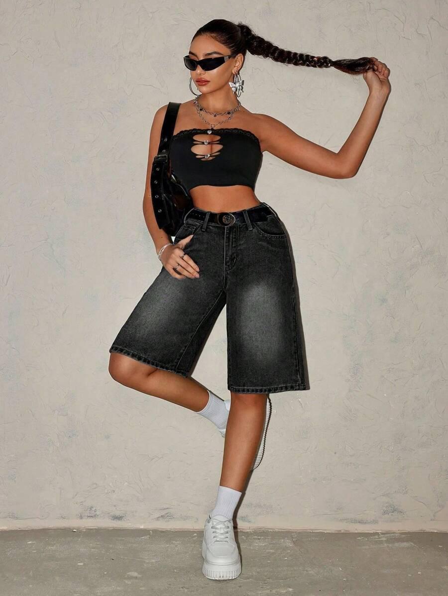 CZARNE BERMUDY JEANS