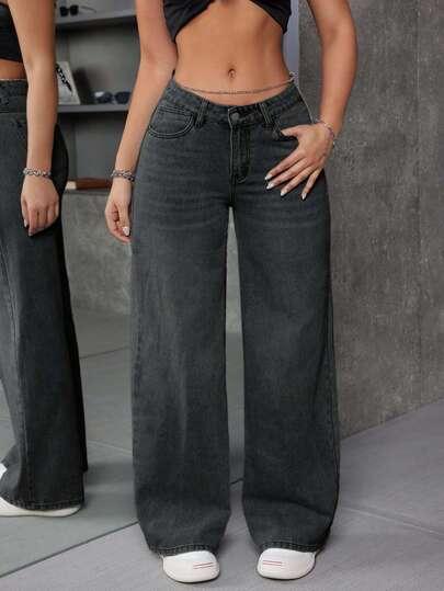 SZARE SPODNIE JEANS 