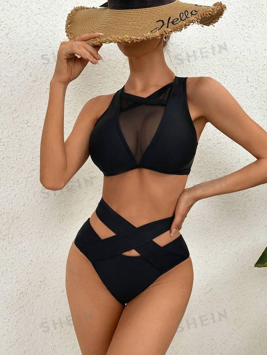 CZARNY KOMPLET BIKINI WYCIĘCIA