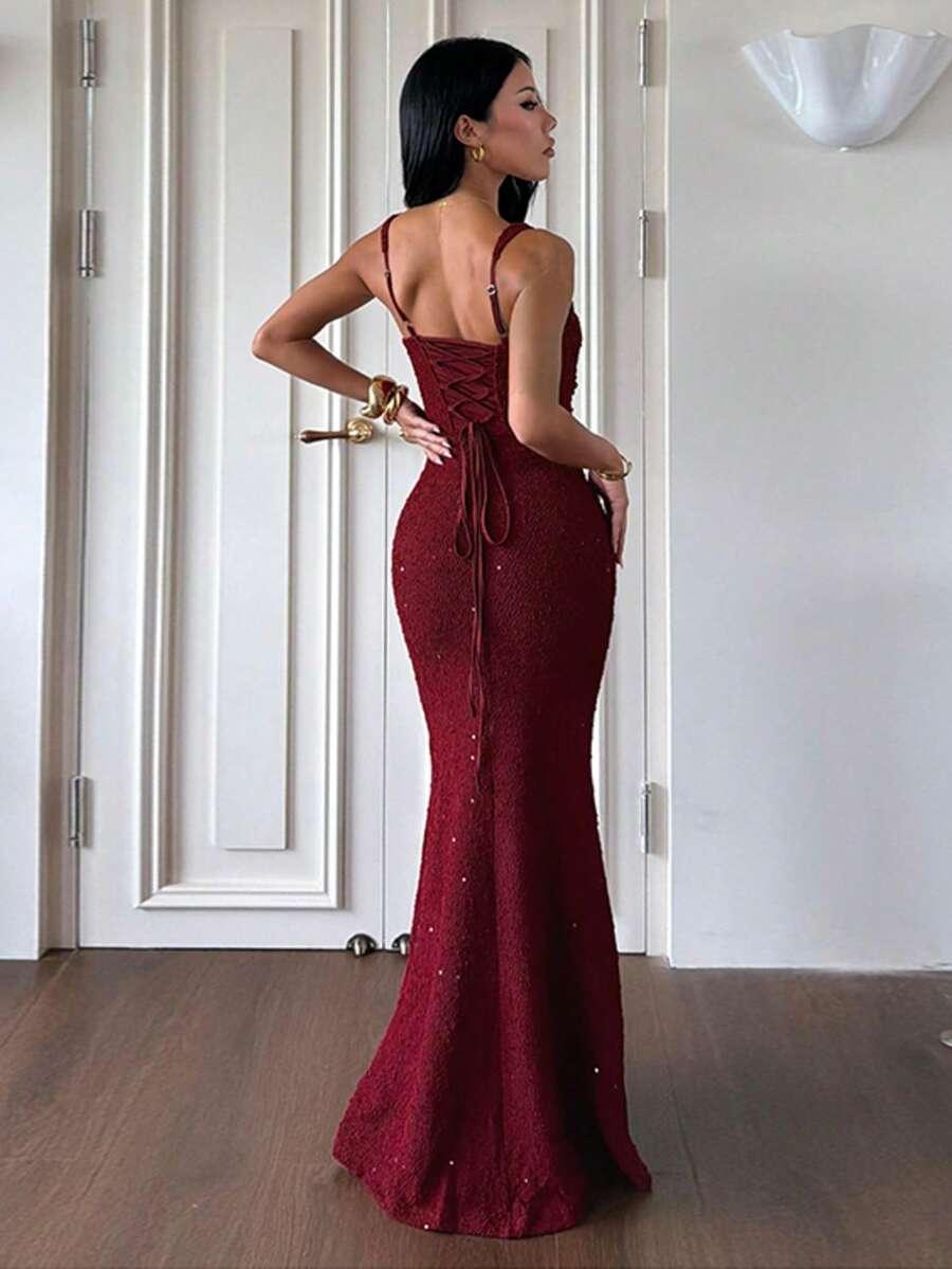 CZERWONA MAXI SUKIENKA