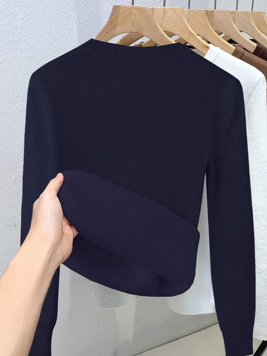 GRANATOWY SWETER V-NECK 