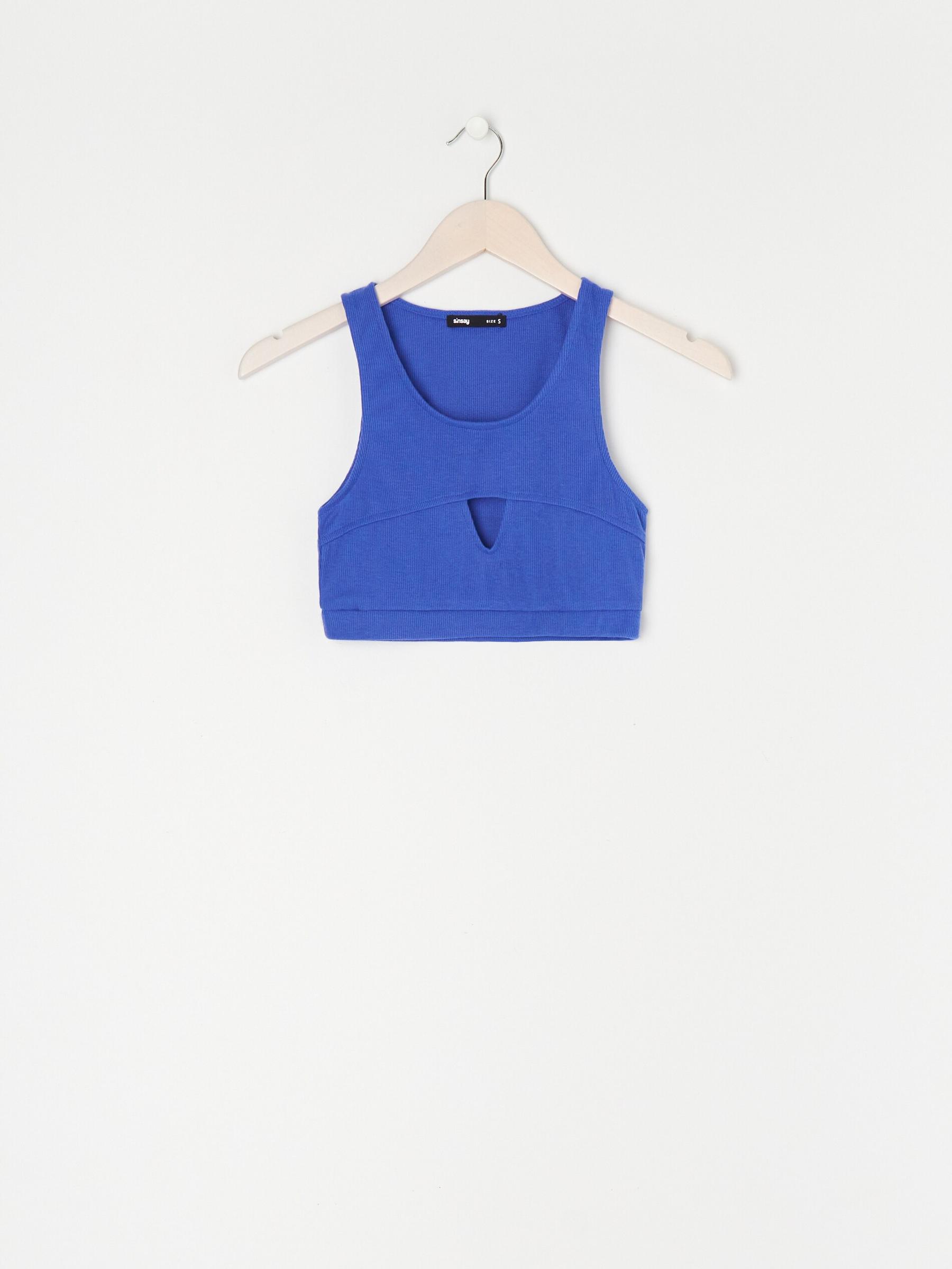 sportowy prążkowany crop top wycięcie