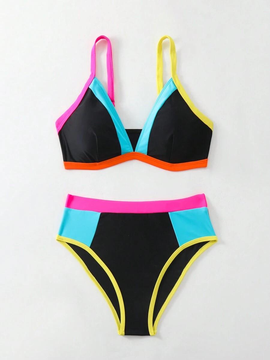 dwuczęściowy kostium kąpielowy bikini kontrast