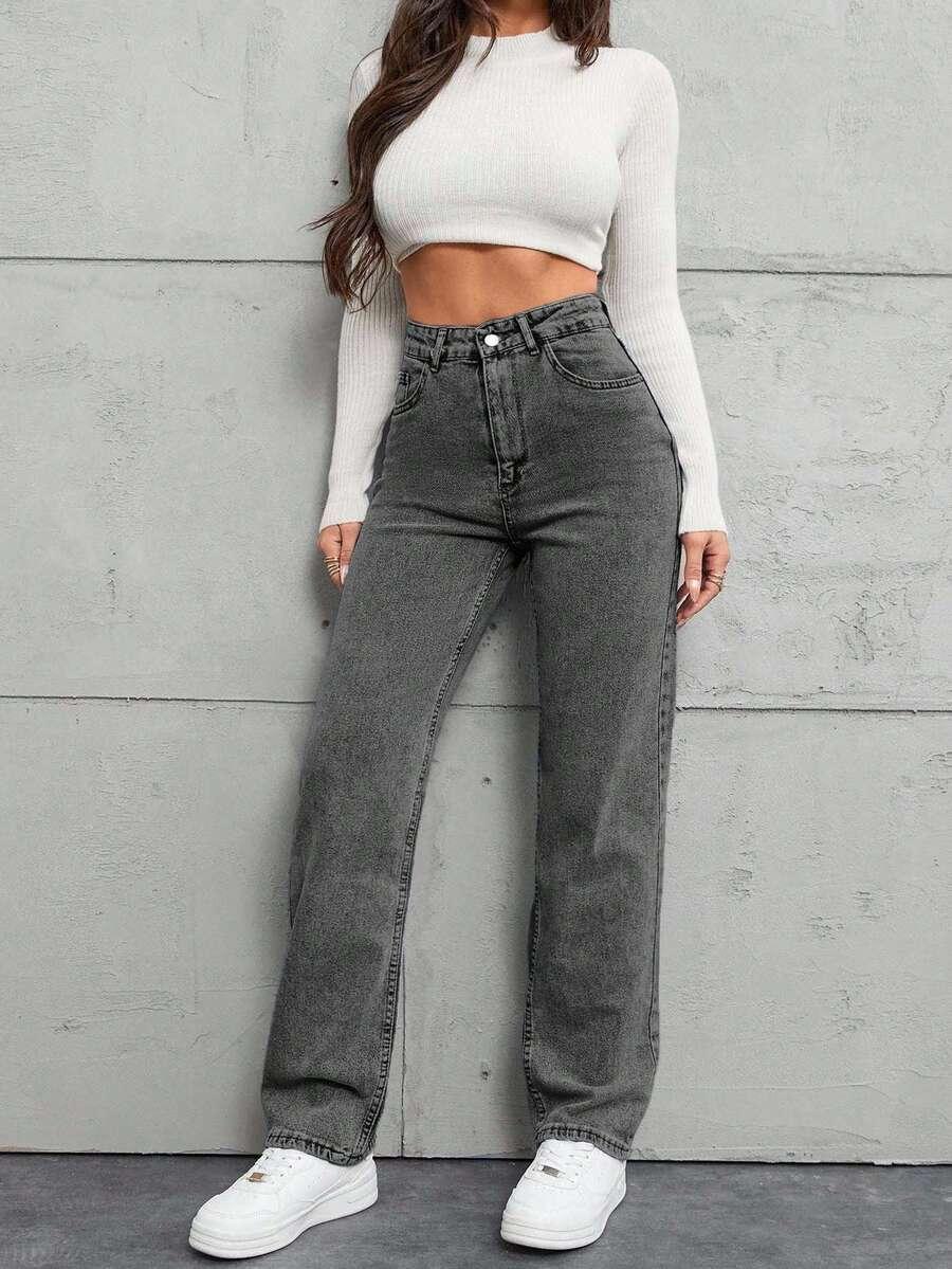 SZARE SPODNIE JEANS 