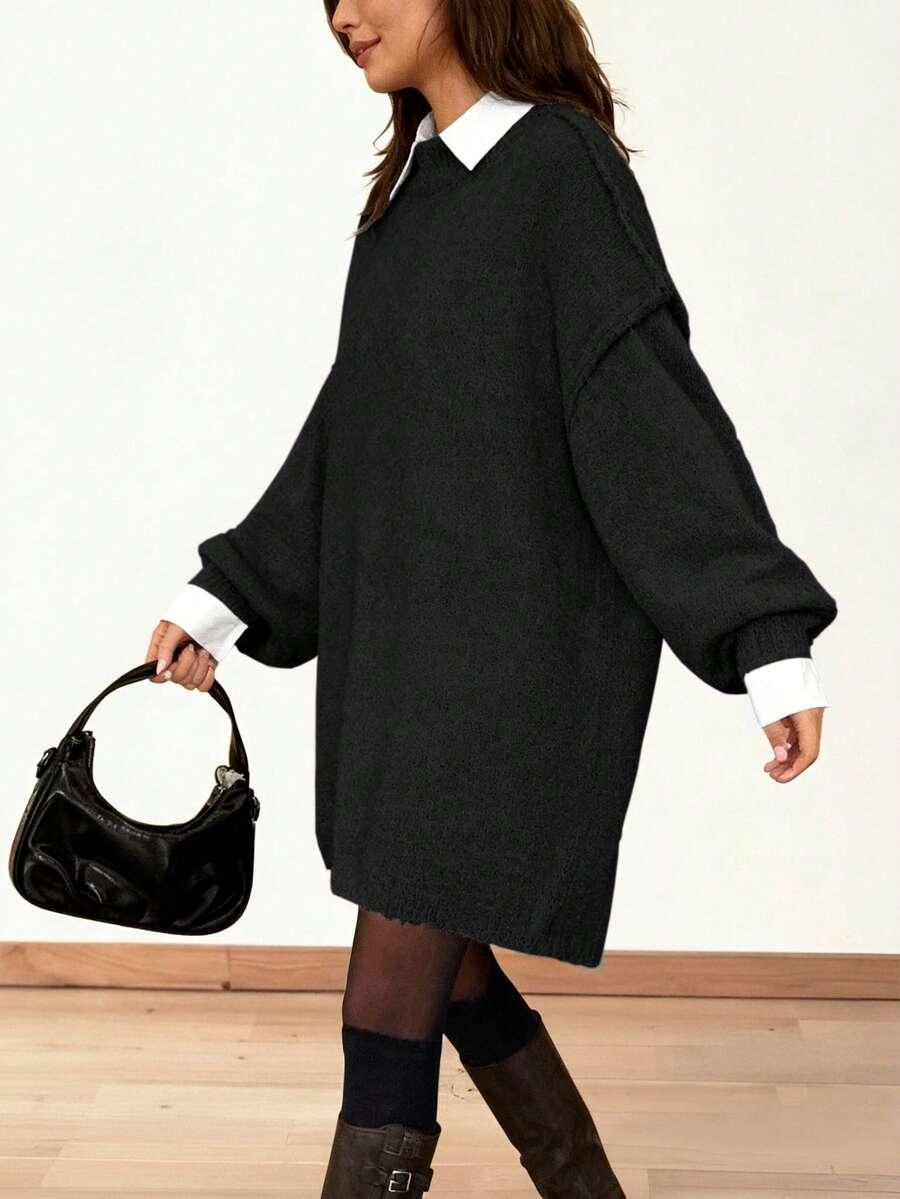 CZARNY LUŹNY SWETER 