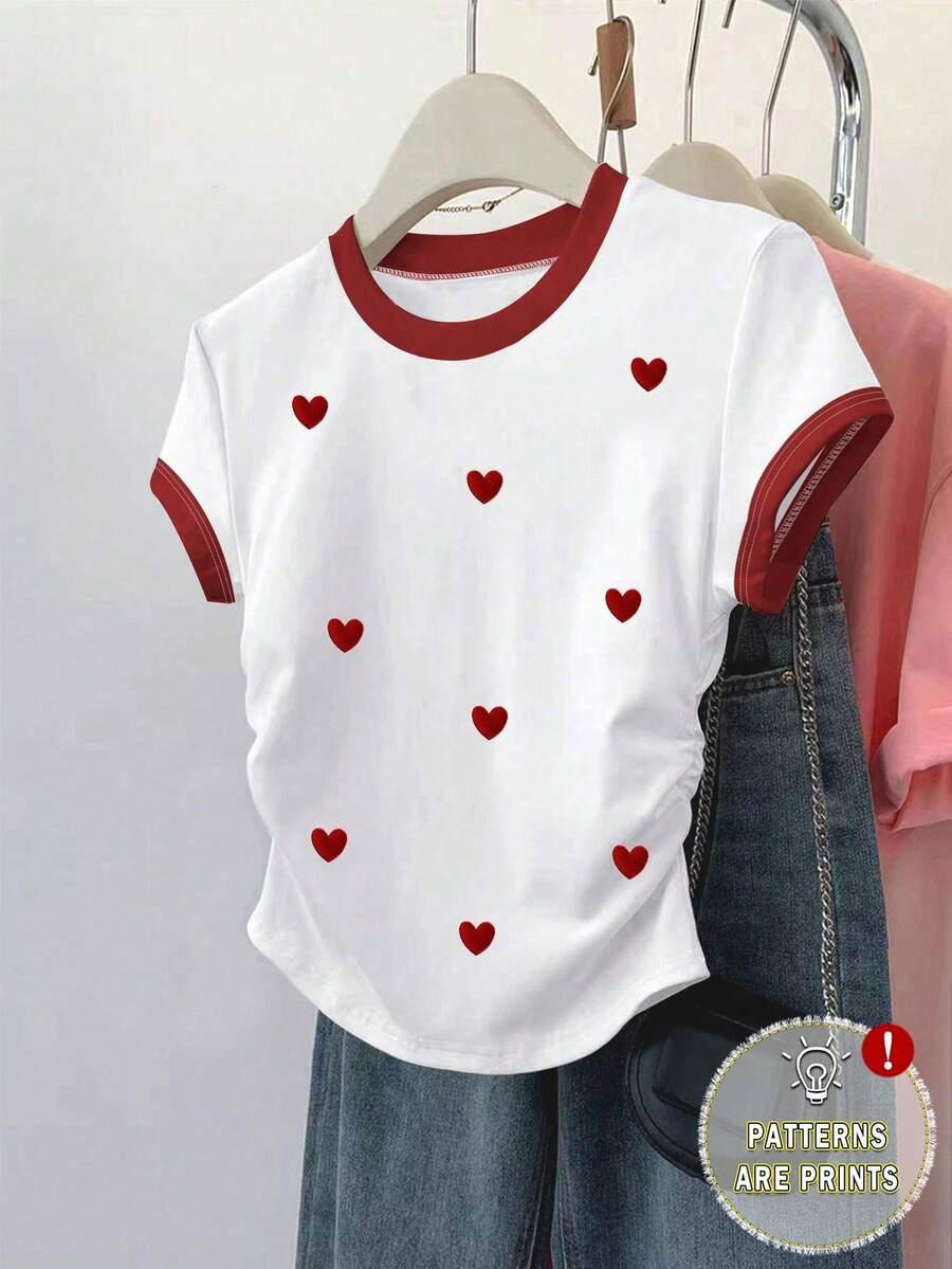 DZIEWCZĘCY T-SHIRT W SERDUSZKA 