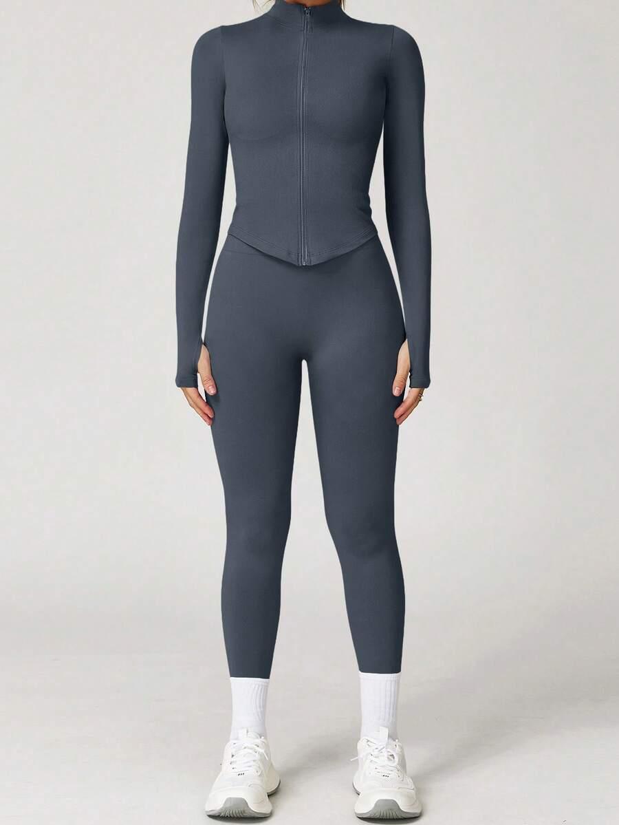 szare legginsy sportowe
