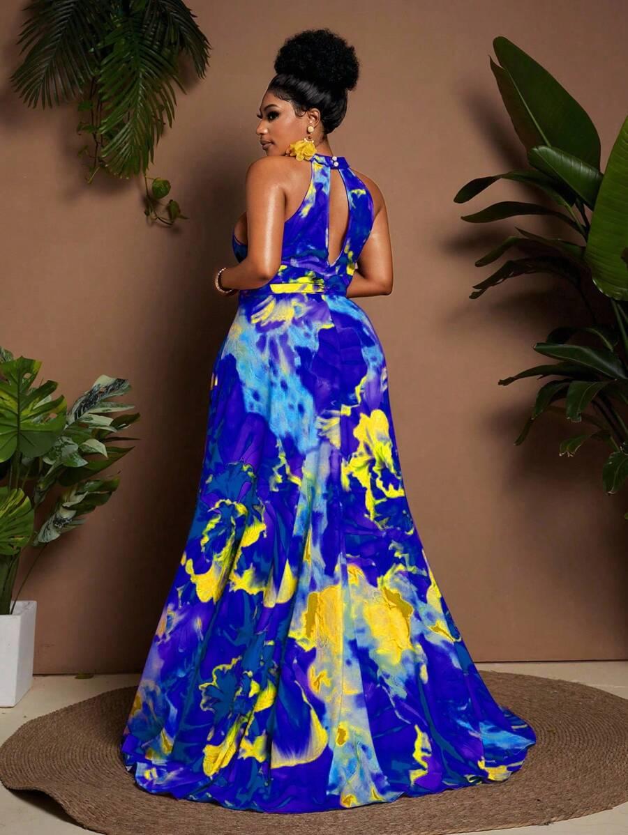 ELEGANCKA MAXI SUKIENKA Z STÓJKĄ 