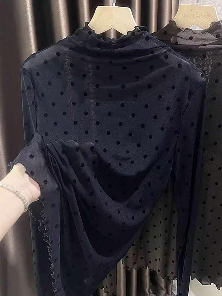 czarna bluzka siateczka groszki