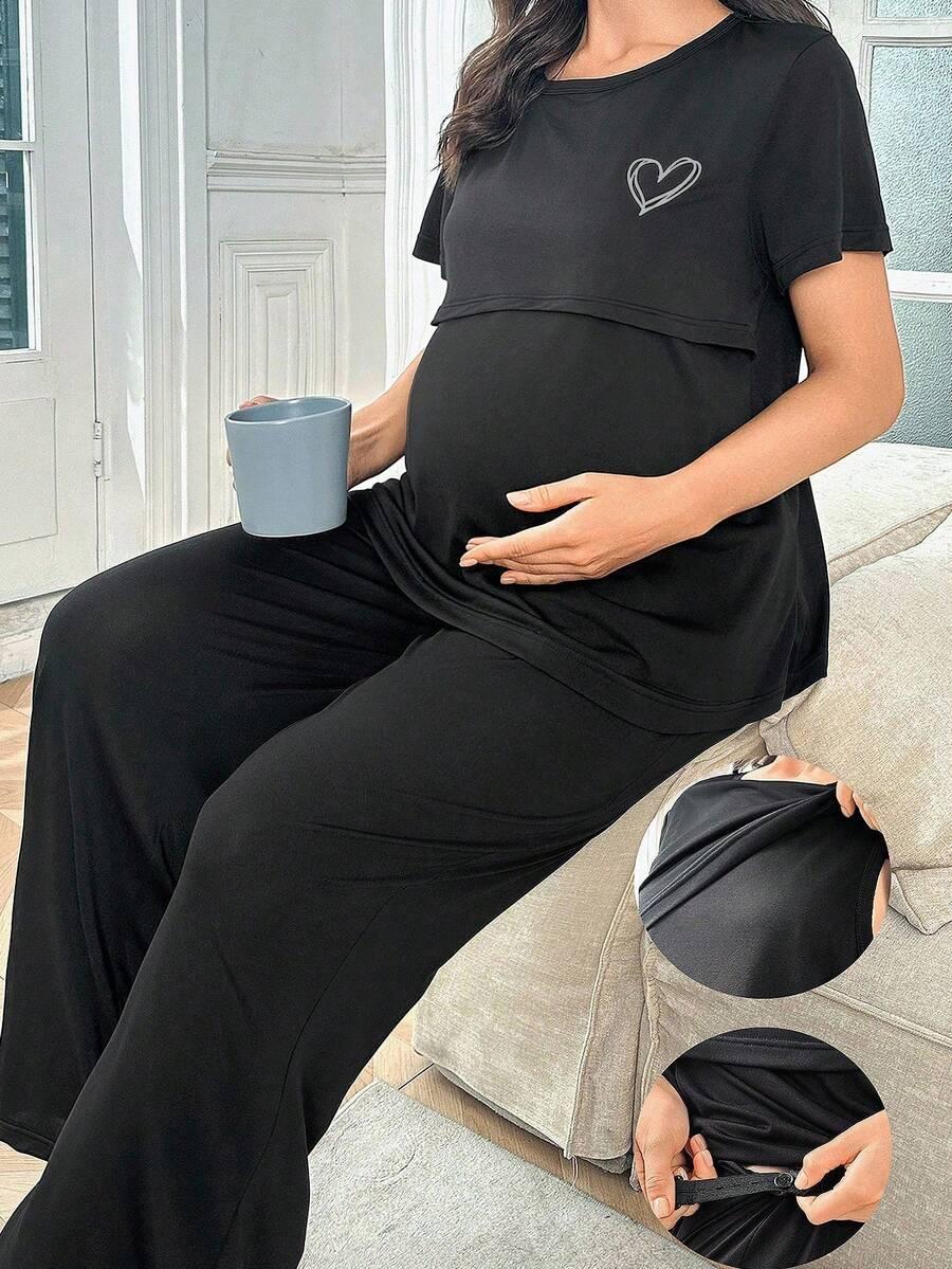 ciążowa piżama spodnie t-shirt