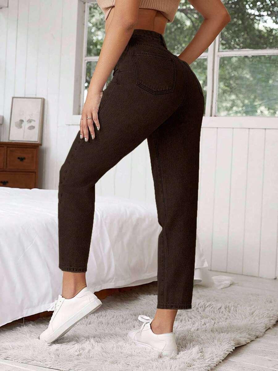 BRĄZOWE SPODNIE JEANS