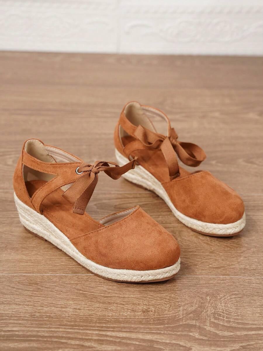 brązowe espadryle koturn