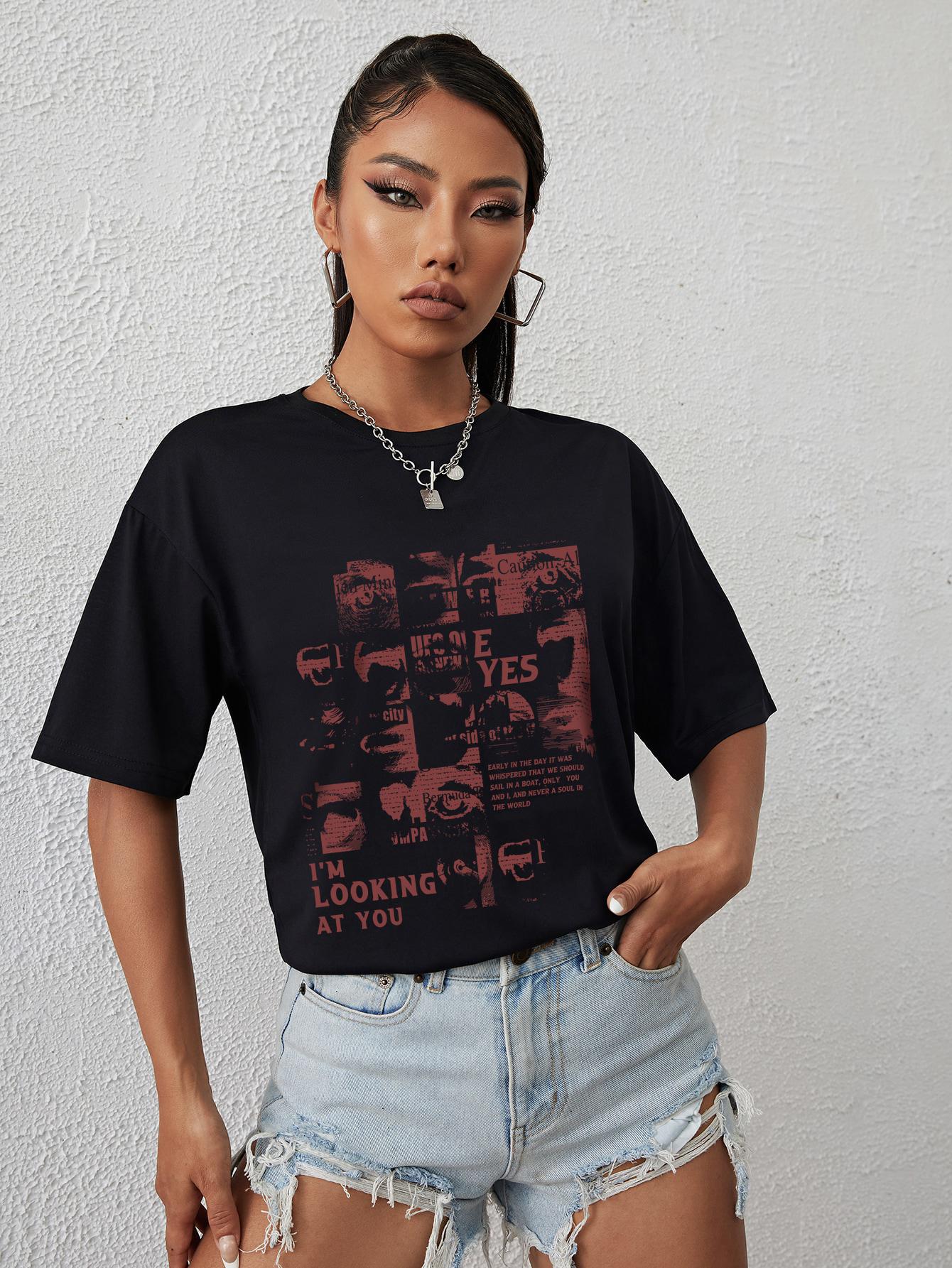 CZARNY T-SHIRT PRINT