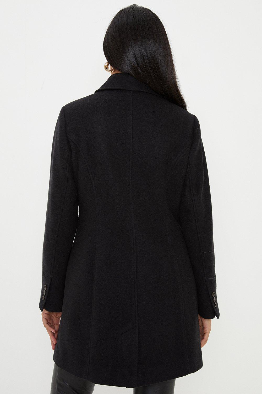 klasyczny dwurzędowy czarny płaszcz