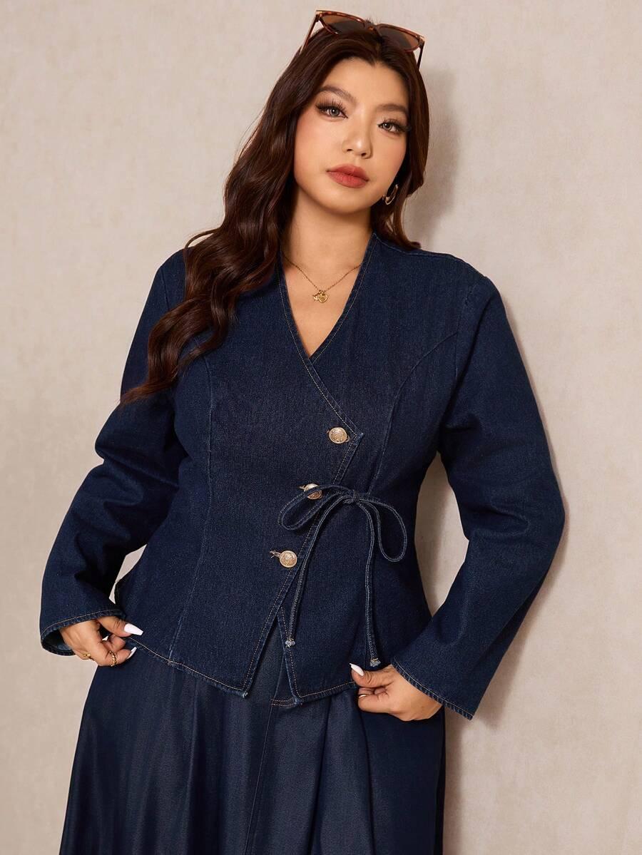 GRANATOWA MARYNARKA JEANS 
