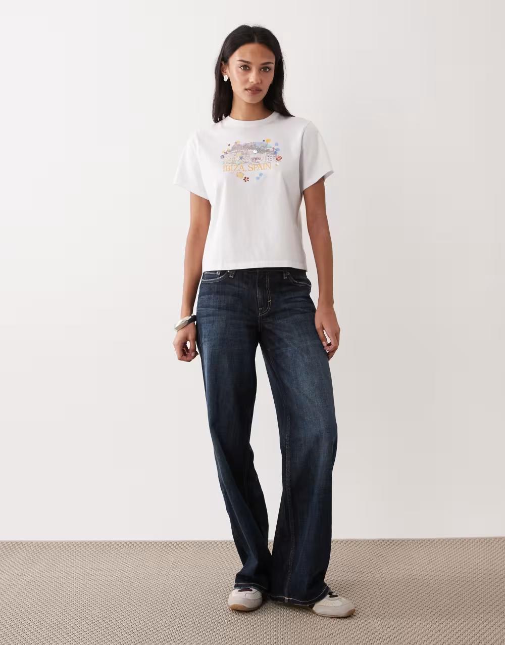 biały t-shirt print