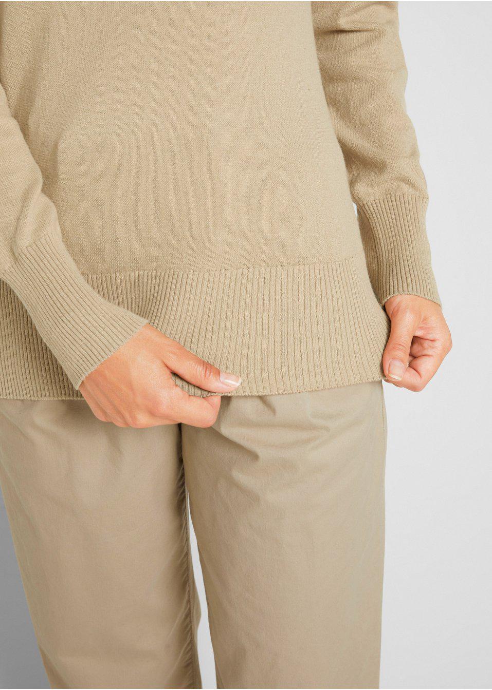 SWETER DAMSKI BAWEŁNA OKRĄGŁY DEKOLT DŁUGOŚĆ DO BIODER