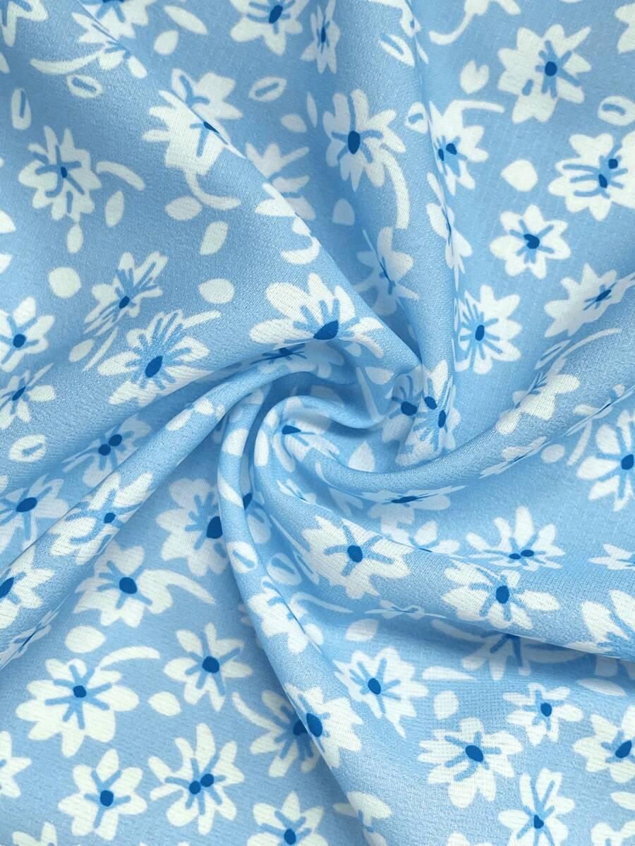 niebieska mini sukienka kwiaty