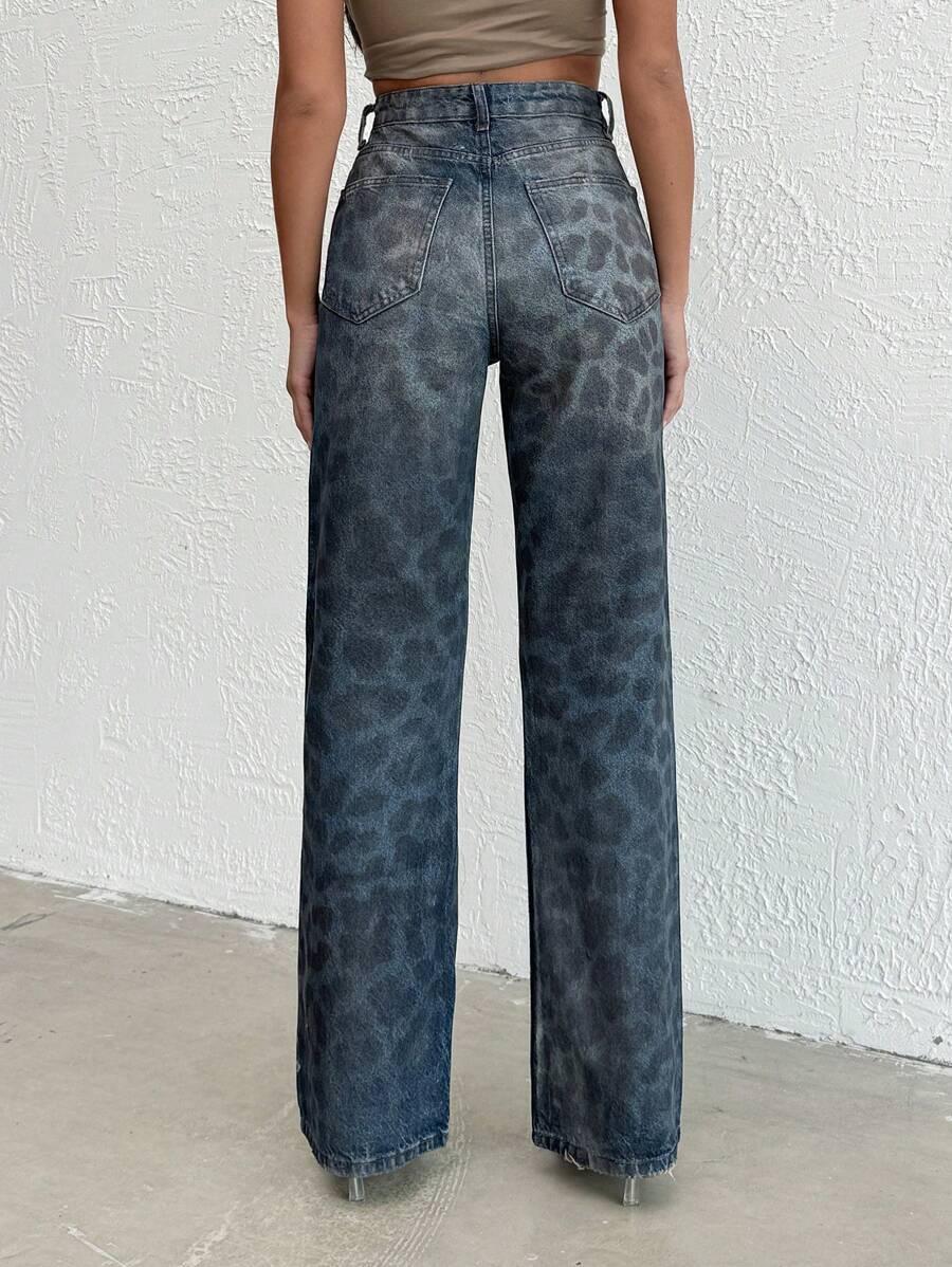SPODNIE JEANS ANIMAL PRINT 