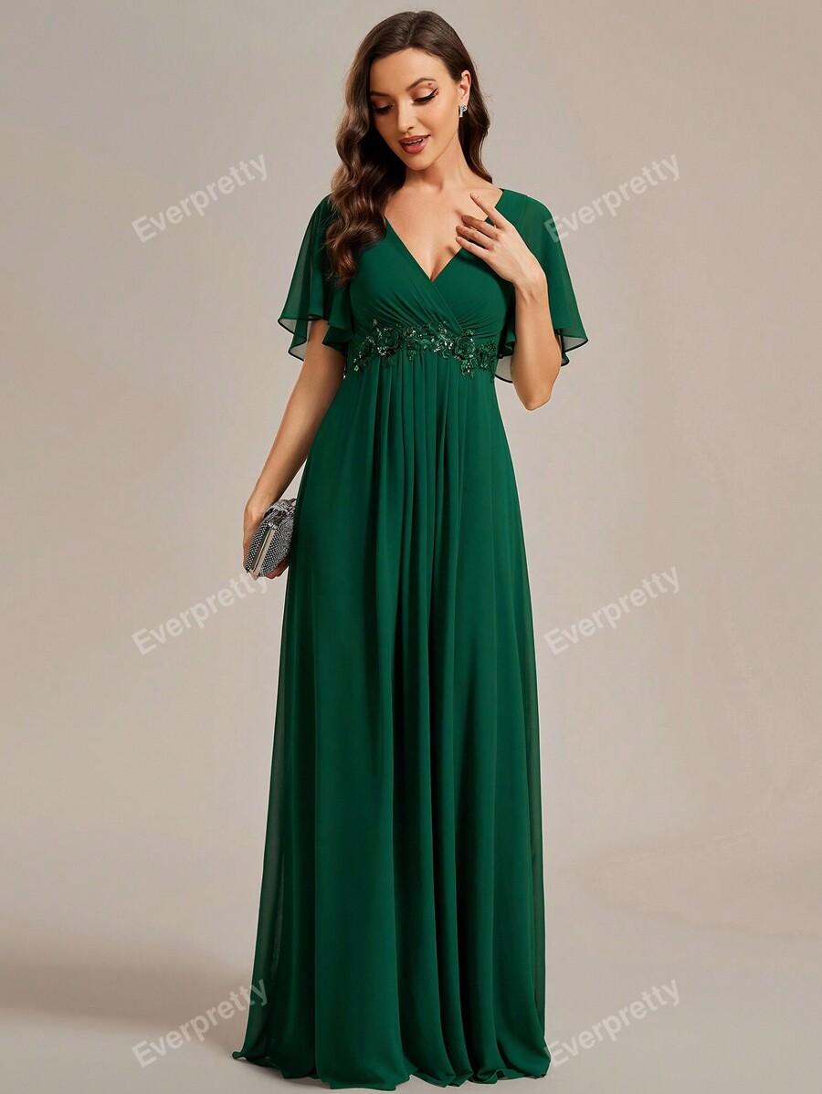ZIELONA MAXI SUKIENKA V-NECK